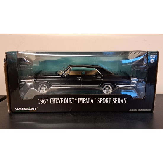 GREENLIGHT 1/24 1967 CHEVROLET IMPALA SPORT SEDAN TUXEDO BLACK 84035 -BOX DAMAGE GREENLIGHT 1/24 1967 CHEVROLET IMPALA SPORT SEDAN TUXEDO BLACK 84035 -BOX DAMAGE