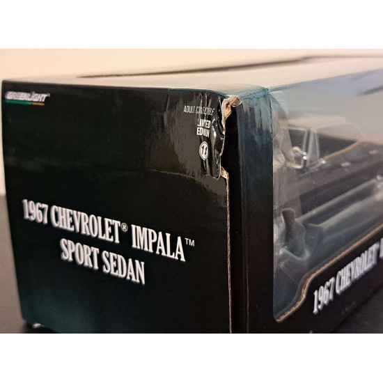 GREENLIGHT 1/24 1967 CHEVROLET IMPALA SPORT SEDAN TUXEDO BLACK 84035 -BOX DAMAGE GREENLIGHT 1/24 1967 CHEVROLET IMPALA SPORT SEDAN TUXEDO BLACK 84035 -BOX DAMAGE