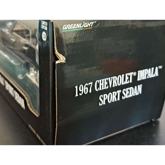 GREENLIGHT 1/24 1967 CHEVROLET IMPALA SPORT SEDAN TUXEDO BLACK 84035 -BOX DAMAGE GREENLIGHT 1/24 1967 CHEVROLET IMPALA SPORT SEDAN TUXEDO BLACK 84035 -BOX DAMAGE