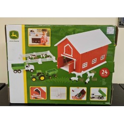 BRITAINS FARM 1/64 JOHN DEERE 24PC PLAYSET WITH RED BARN 47333 - BOX DAMAGE