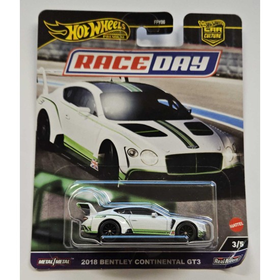 HOT WHEELS RACE DAY 2018 BENTLEY CONTINENTAL GT3 3/5 HRV93 - CREASED CARD HOT WHEELS RACE DAY 2018 BENTLEY CONTINENTAL GT3 3/5 HRV93 - CREASED CARD
