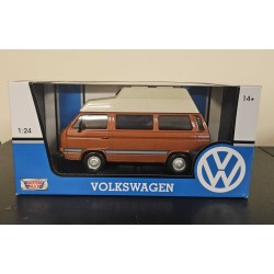 MOTORMAX 1/24 VOLKSWAGEN TYPE 2 (T3) CAMPER VAN BROWN WHITE 79594 - SPLIT