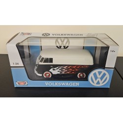 MOTORMAX 1/24 VOLKSWAGEN TYPE 2 HOT ROD BLACK/WHITE WITH FLAMES 79566 - SPLIT