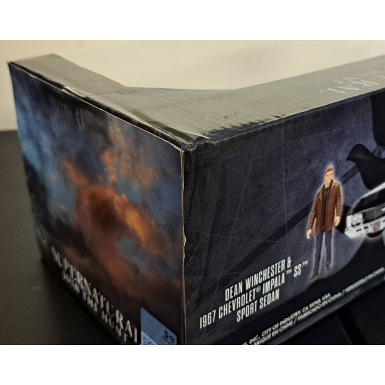 JADA 1/24 1967 CHEVY IMPALA WITH DEAN FIGURE SUPERNATURAL 32250 DENTED BOX JADA 1/24 1967 CHEVY IMPALA WITH DEAN FIGURE SUPERNATURAL 32250 DENTED BOX