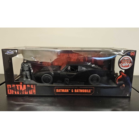 JADA 1/18 THE BATMAN BATMOBILE WITH LIGHTS AND FIGURE 32504 - BOX SPLIT