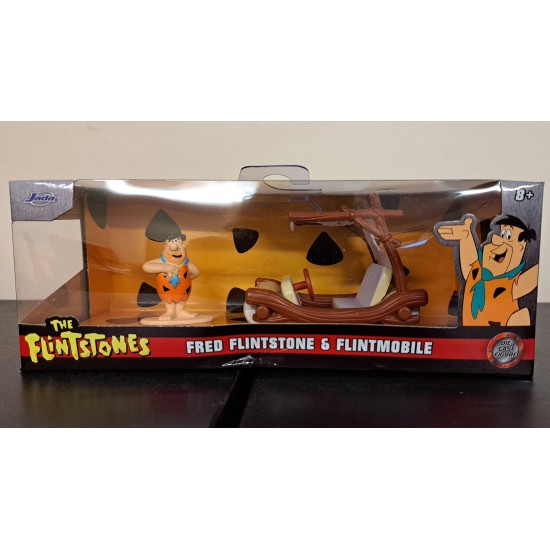 JADA 1/32 THE FLINTSTONES FLINTMOBILE WITH FRED FIGURE 33382 - BOX DAMAGE