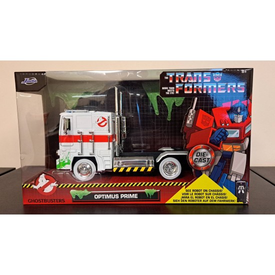 JADA 1/24 G1 OPTIMUS PRIME WITH ECTO 1 GRAPHICS 35572 - CREASED BOX