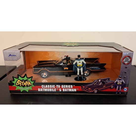 JADA 1/24 BATMAN 1966 CLASSIC TV SERIES BATMOBILE WITH FIGURE 98259 PAINT DEFECT