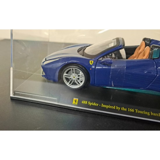 1/24 FERRARI 488 SPIDER BLUE INSPIRED BY 1950 166 TOURING SUPERCAR -SCUFFED CASE 1/24 FERRARI 488 SPIDER BLUE INSPIRED BY 1950 166 TOURING SUPERCAR -SCUFFED CASE
