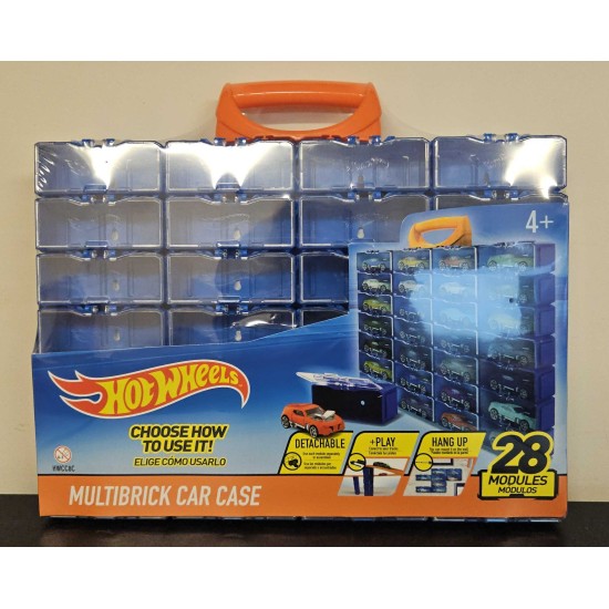 HOT WHEELS MULTIBRICK CAR CASE 28 MODULES (CARS NOT INCLUDED) HWCC8C - SCRATCHED