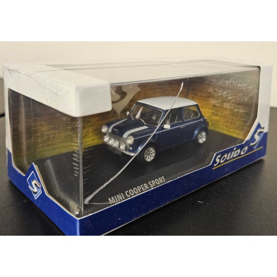 SOLIDO 1/43 MINI COOPER S BLUE 1994 4316602 - CRACKED CASE SOLIDO 1/43 MINI COOPER S BLUE 1994 4316602 - CRACKED CASE