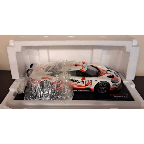 TOP SPEED 1/18 FORD GT GTLM NO.66 2019 DAYTONA 24 HR. FORD CHIP GANASS - DAMAGED TOP SPEED 1/18 FORD GT GTLM NO.66 2019 DAYTONA 24 HR. FORD CHIP GANASS - DAMAGED