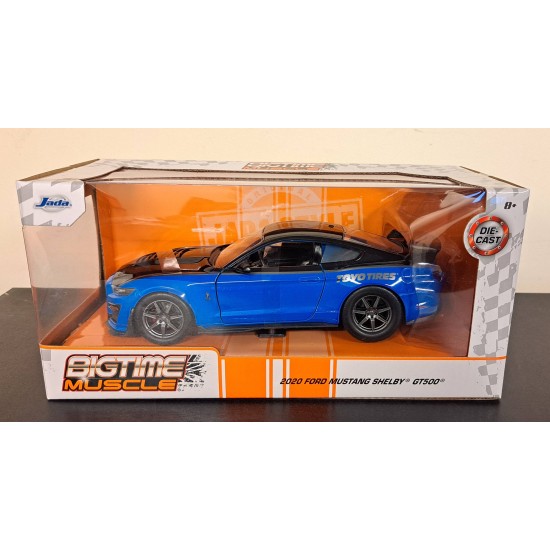JADA 1/24 BIG TIME MUSCLE MUSTANG SHELBY GT500 2020 BLUE 33881 - DAMAGED JADA 1/24 BIG TIME MUSCLE MUSTANG SHELBY GT500 2020 BLUE 33881 - DAMAGED
