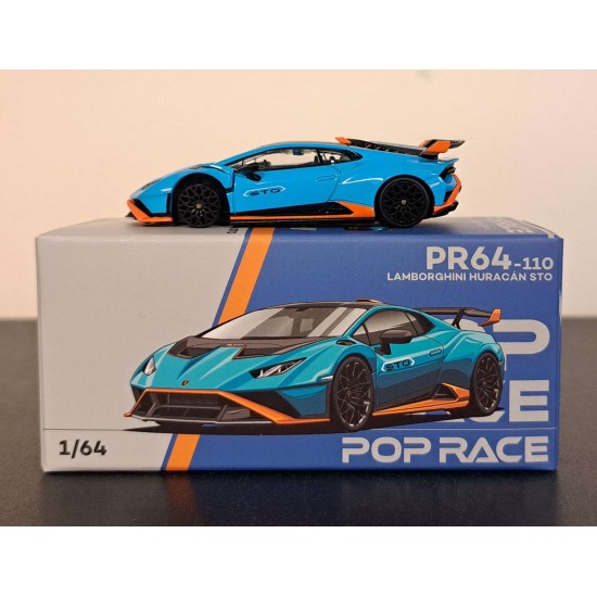 POP RACE 1/64 LAMBORGHINI HURACAN STO BLU LAUFEY/ARANCIO XANTO MISSING TIRE POP RACE 1/64 LAMBORGHINI HURACAN STO BLU LAUFEY/ARANCIO XANTO MISSING TIRE