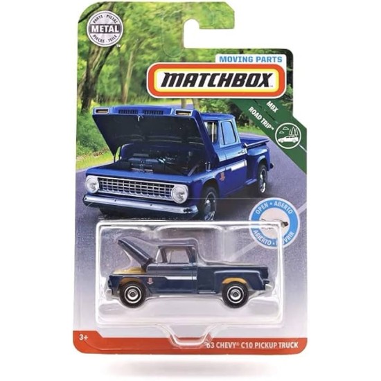 MATCHBOX 1/64 MOVING PARTS '63 CHEVY C10 PICKUP TRUCK ROAD TRIP MBX FWD37