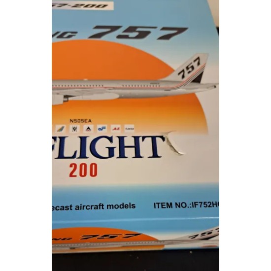 INFLIGHT 200 1/200 BOEING 757-225 N505EA POLISHED IF752HOUSE-P - BOX DAMAGE