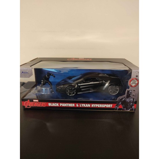 1/24 LYKAN HYPERSPORT BLACK PANTHER WITH FIGURE MARVEL AVENGERS 99723 SPLIT BOX 1/24 LYKAN HYPERSPORT BLACK PANTHER WITH FIGURE MARVEL AVENGERS 99723 SPLIT BOX