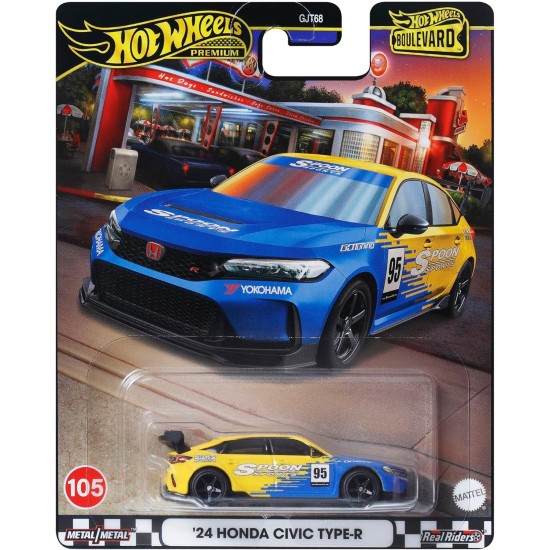 HOT WHEELS BOULEVARD ' 24 HONDA CIVIC TYPE-R SPOON YELLOW/BLUE #105 HRT61