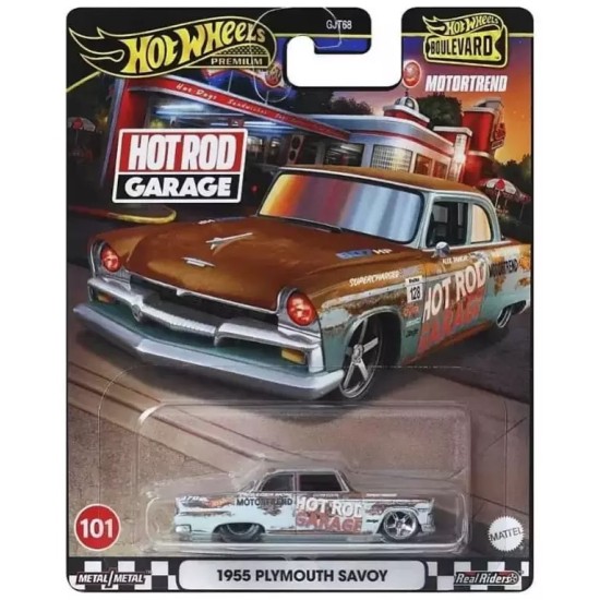 HOT WHEELS BOULEVARD 1955 CUSTOM PLYMOUTH SAVOY SILVER/BROWN #101 HRT58 