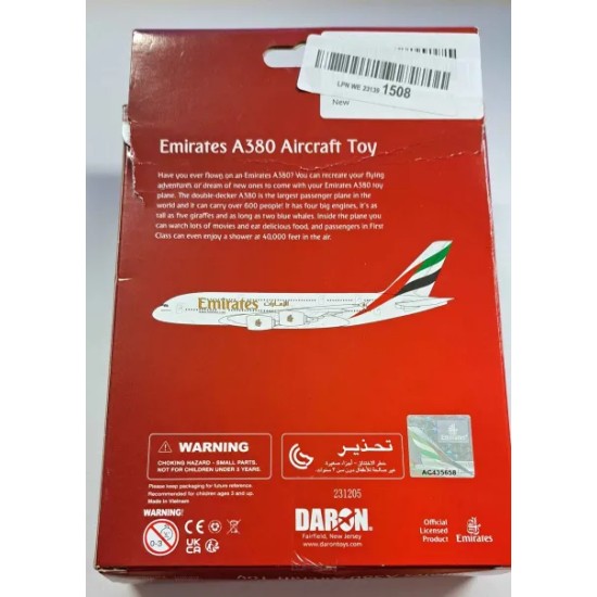 DARON EMIRATES A380 DIECAST TOY MODEL RT9904 - BOX DAMAGE