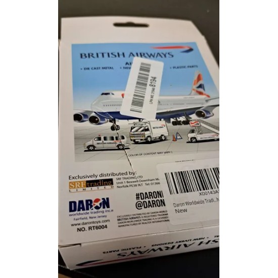 BRITISH AIRWAYS BOEING 747-400 TOY DIECAST AIRLINER RT6004 - MISSING STAND