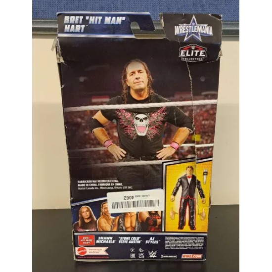 WWE ELITE COLLECTION WRESTLEMANIA BRET HIT MAN HART FIGURE HDD86 - TORN BOX