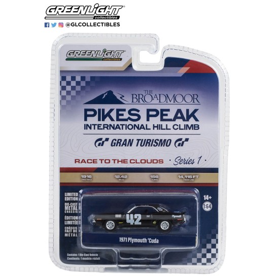 1/64 PIKES PEAK INT HILL CLIMB SERIES 1 1971 PLYMOUTH HEMI CUDA NO.42 JESS NEAL