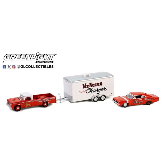 1/64 1966 DODGE D-100 AND 1969 DODGE SUPER CHARGER WITH ENCLOSED HAULER 31170-A