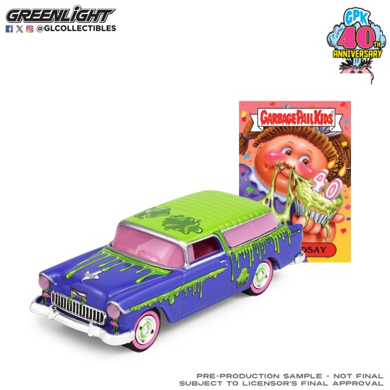 1/64 GARBAGE PAIL KIDS SERIES 9 - 40TH ANNIVERSARY - 1955 CHEVROLET NOMAD - LEAKY LINDSAY 1/64 GARBAGE PAIL KIDS SERIES 9 - 40TH ANNIVERSARY - 1955 CHEVROLET NOMAD - LEAKY LINDSAY