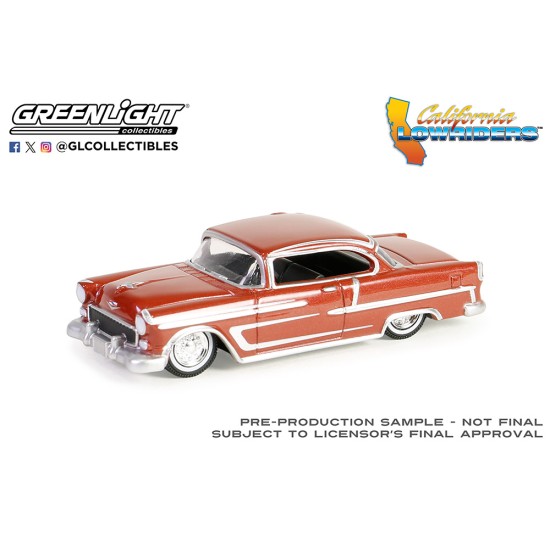 1/64 CALIFORNIA LOWRIDERS 1955 CHEVROLET BELAIR RED AND SILVER 63060-B