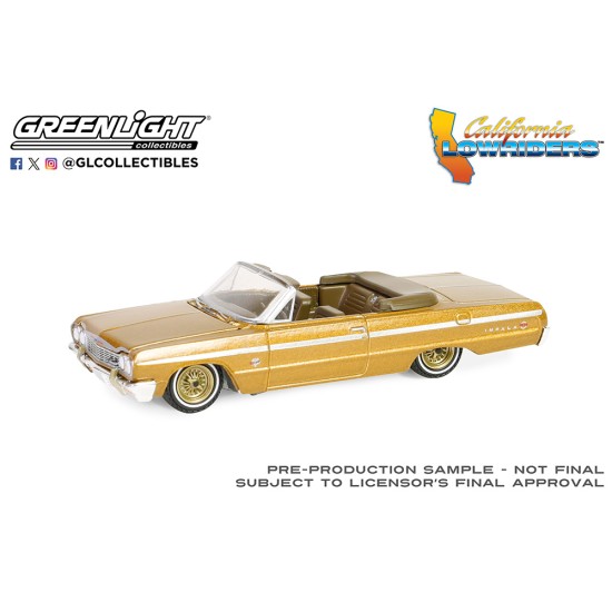 1/64 CALIFORNIA LOWRIDERS 1964 CHEVROLET IMPALA CONVERTIBLE - GOLD 63060-D