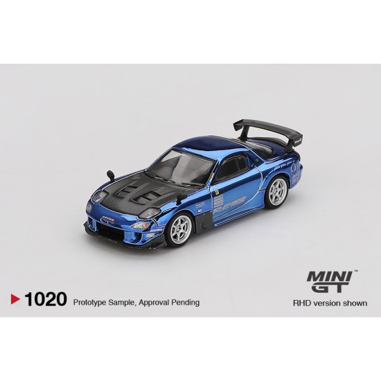 MINI GT 1/64 MAZDA RX-7 RE-AMEMIYA CHROME BLUE MALAYSIA DIECAST EXPO 2025 (RHD)