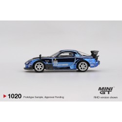 MINI GT 1/64 MAZDA RX-7 RE-AMEMIYA CHROME BLUE MALAYSIA DIECAST EXPO 2025 (RHD)