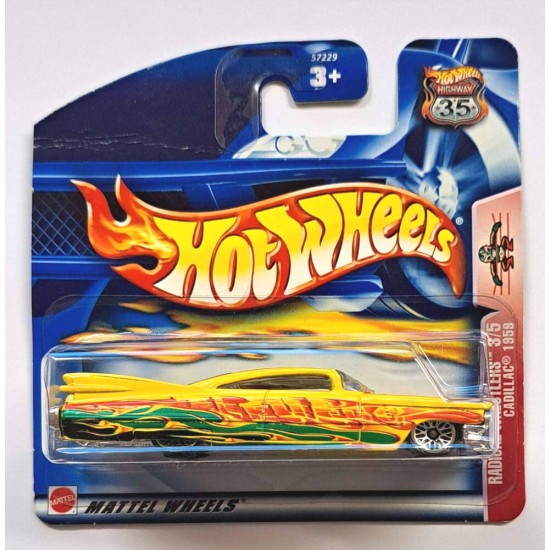 HOT WHEELS 2003 RADICAL WRESTLERS 3/5 CADILLAC 1959 YELLOW 57229 - BENT CARD