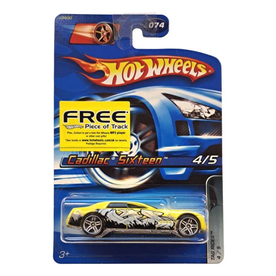 HOT WHEELS 2006 RELEASE TAG RIDES 4/5 CADILLAC SIXTEEN #074 YELLOW J3400