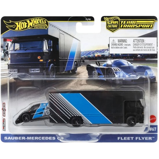 HOT WHEELS CAR CULTURE TEAM TRANSPORT SAUBER-MERCEDES C9 FLEET FLYER #67 HRV41