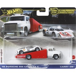 HOT WHEELS TEAM TRANSPORT '66 PORSCHE 906 CARRERA 6 CARRY ON #66 HRV47 HOT WHEELS TEAM TRANSPORT '66 PORSCHE 906 CARRERA 6 CARRY ON #66 HRV47