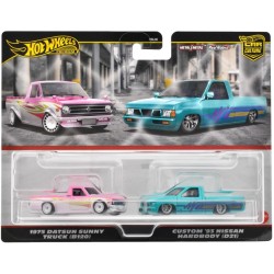 HOT WHEELS 1975 DATSUN SUNNY TRUCK (B120) AND CUSTOM '93 NISSAN HARDBODY (D21)