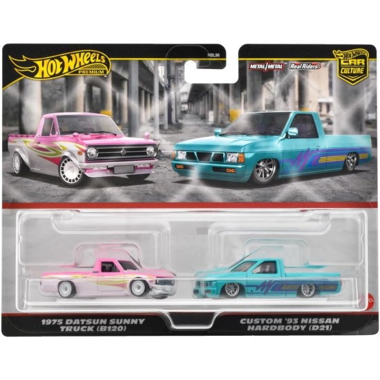 HOT WHEELS 1975 DATSUN SUNNY TRUCK (B120) AND  CUSTOM '93 NISSAN HARDBODY (D21)