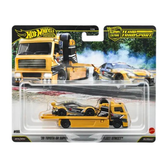 HOT WHEELS TEAM TRANSPORT '20 TOYOTA GR SUPRA FLEET STREET #86 JHX87