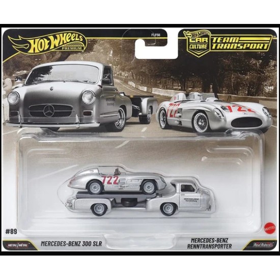HOT WHEELS TEAM TRANSPORT MERCEDES-BENZ 300 SLR AND RENNTRANSPORTER #89 JHX90