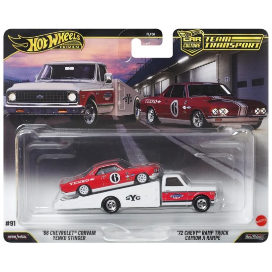 HOT WHEELS TEAM TRANSPORT '66 CHEVY CORVAIR YENKO STINGER RAMP TRUCK #91 JHX91