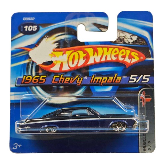 HOT WHEELS 2005 MUSCLE MANIA 1965 CHEVY IMPALA 5/5 BLUE/BLACK G6832