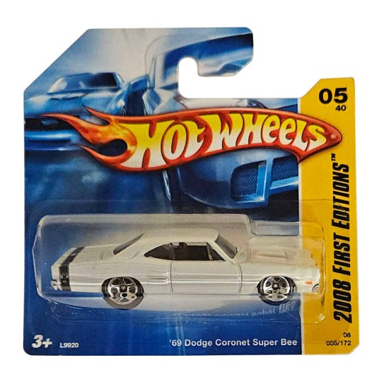 HOT WHEELS 2008 FIRST EDITIONS 05/40 '69 DODGE CORONET SUPER BEE WHITE #005 HOT WHEELS 2008 FIRST EDITIONS 05/40 '69 DODGE CORONET SUPER BEE WHITE #005