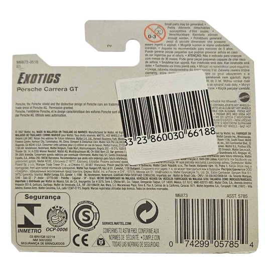 HOT WHEELS 2008 EXOTICS 03/04 PORSCHE CARRERA GT 115/172 BLACK M6873 HOT WHEELS 2008 EXOTICS 03/04 PORSCHE CARRERA GT 115/172 BLACK M6873
