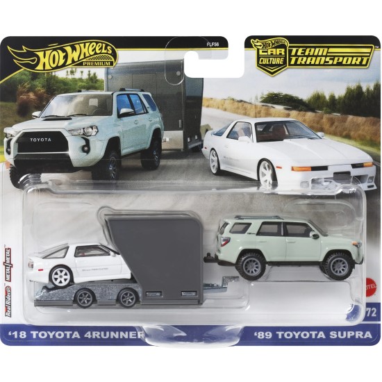HOT WHEELS TEAM TRANSPORT '18 TOYOTA 4RUNNER '89 TOYOTA SUPRA #72 HRV37