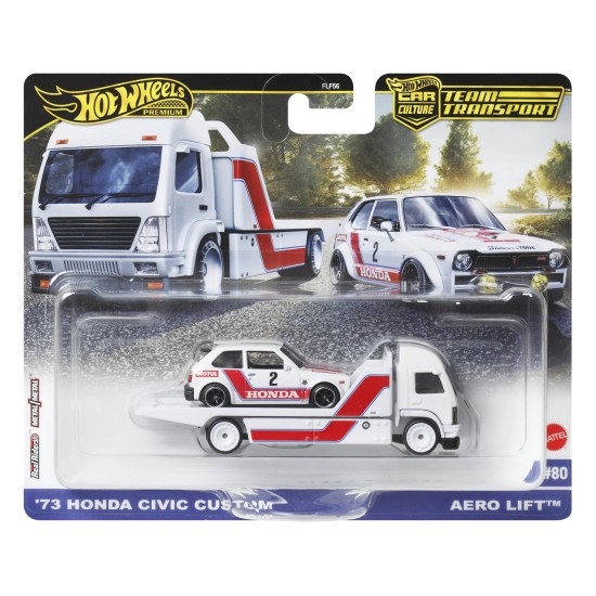 HOT WHEELS TEAM TRANSPORT '73 HONDA CIVIC CUSTOM AERO LIFT #80 JBM36