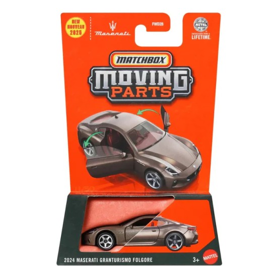 MATCHBOX MOVING PARTS 1/64 2024 MASERATI GRANTURISMO FOLGORE JBW56
