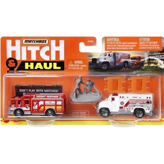 MATCHBOX HITCH & HAUL 1/64 MBX FIRE RESCUE 8/8 HFH87