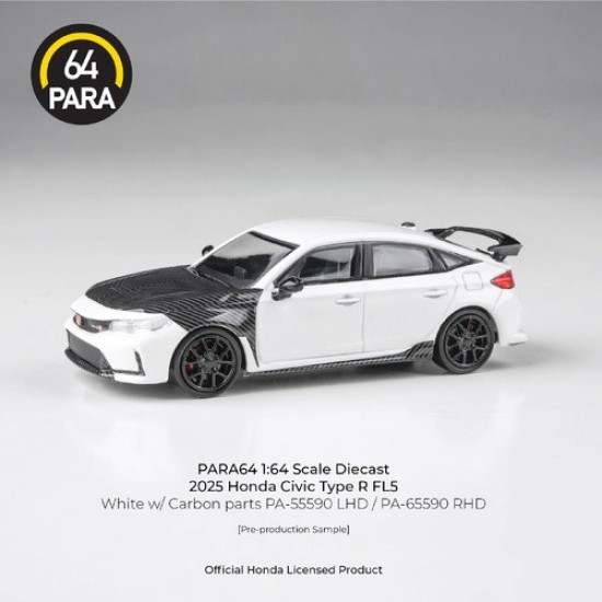 1/64 HONDA CIVIC TYPE R FL5 WHITE 2023 WITH CARBON PARTS (RHD) PA-65590